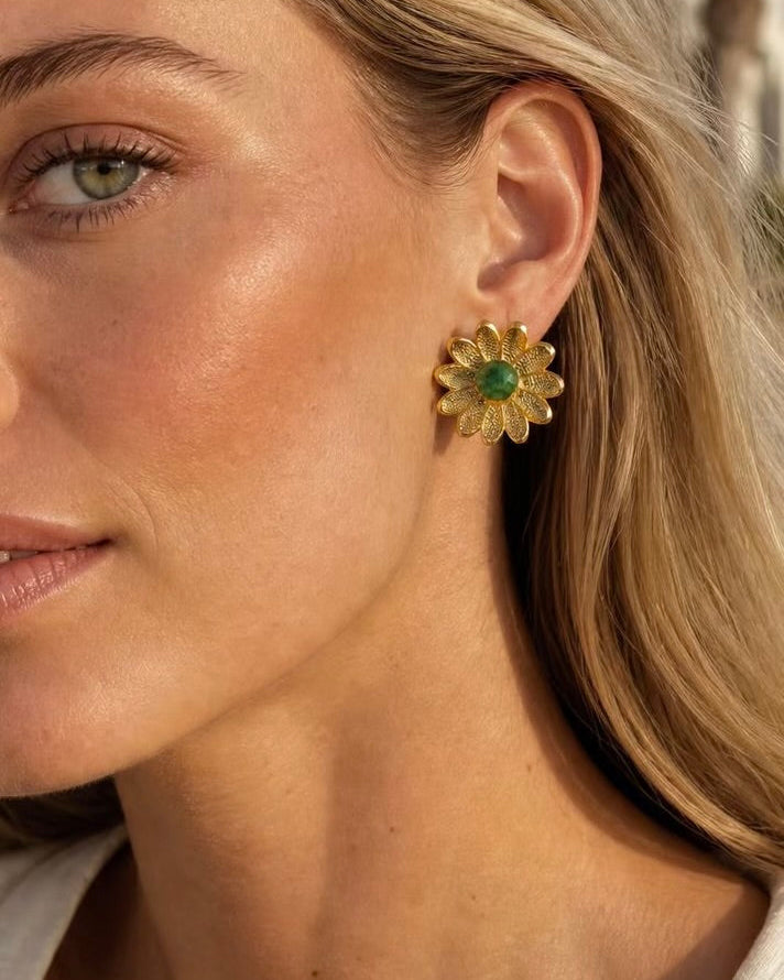 Emerald Daisy Earrings PRE-ORDER