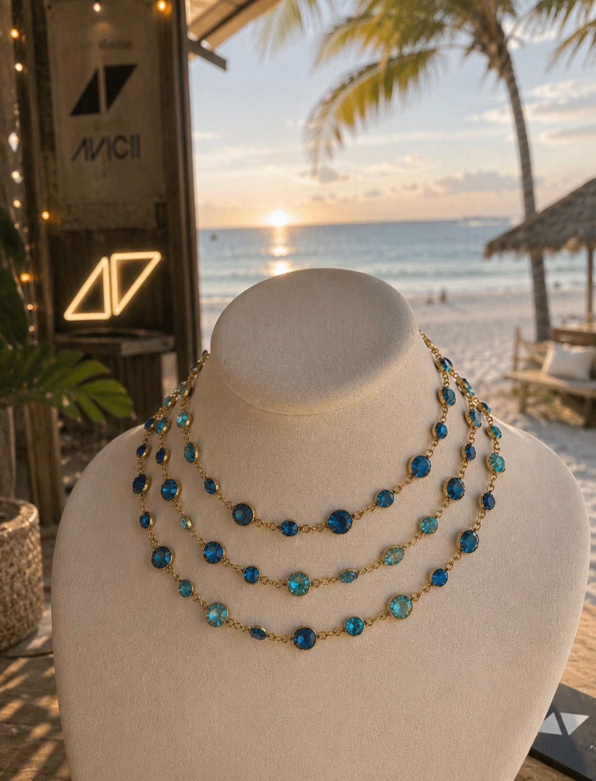 Azure Shores Layered Crystal Necklace