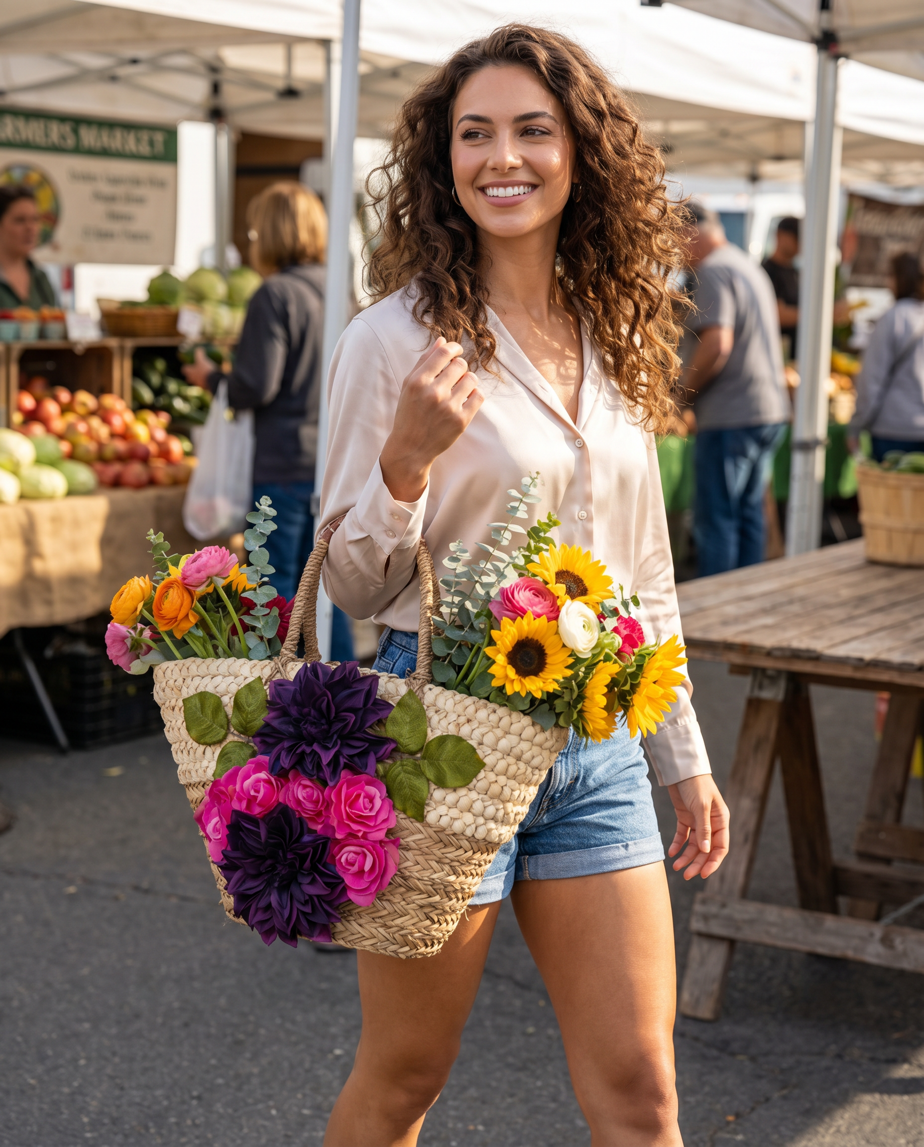 👑 Bold Bloom Market Tote – Purple & Pink Floral Edition