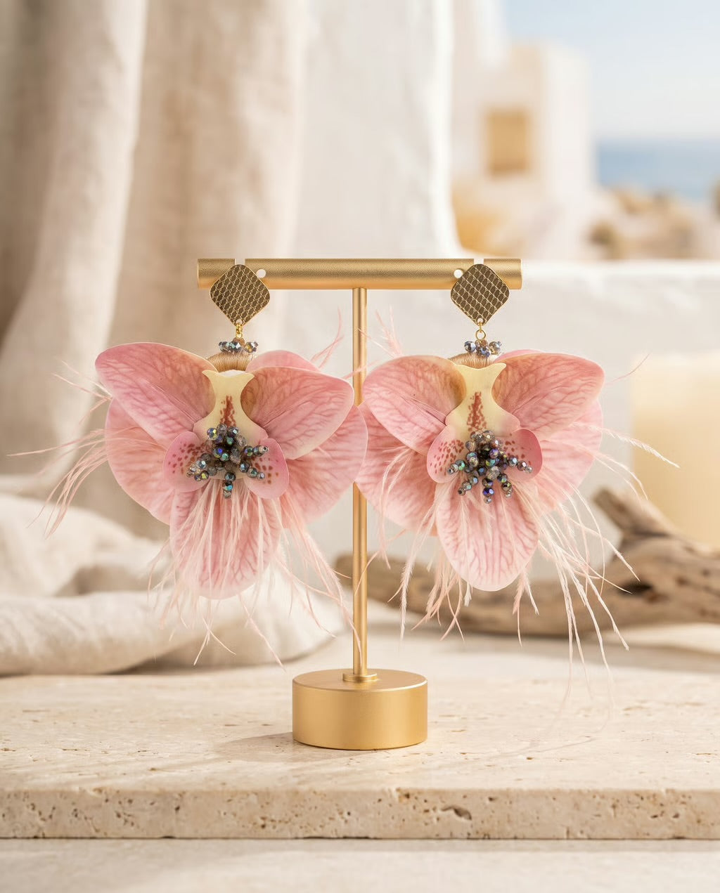 Rosé Orchid Statement Earrings
