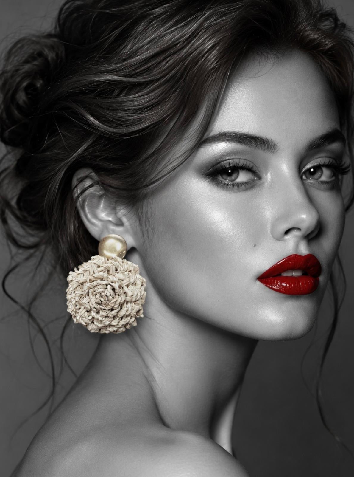 Rosa Iraca Palm Statement Earrings