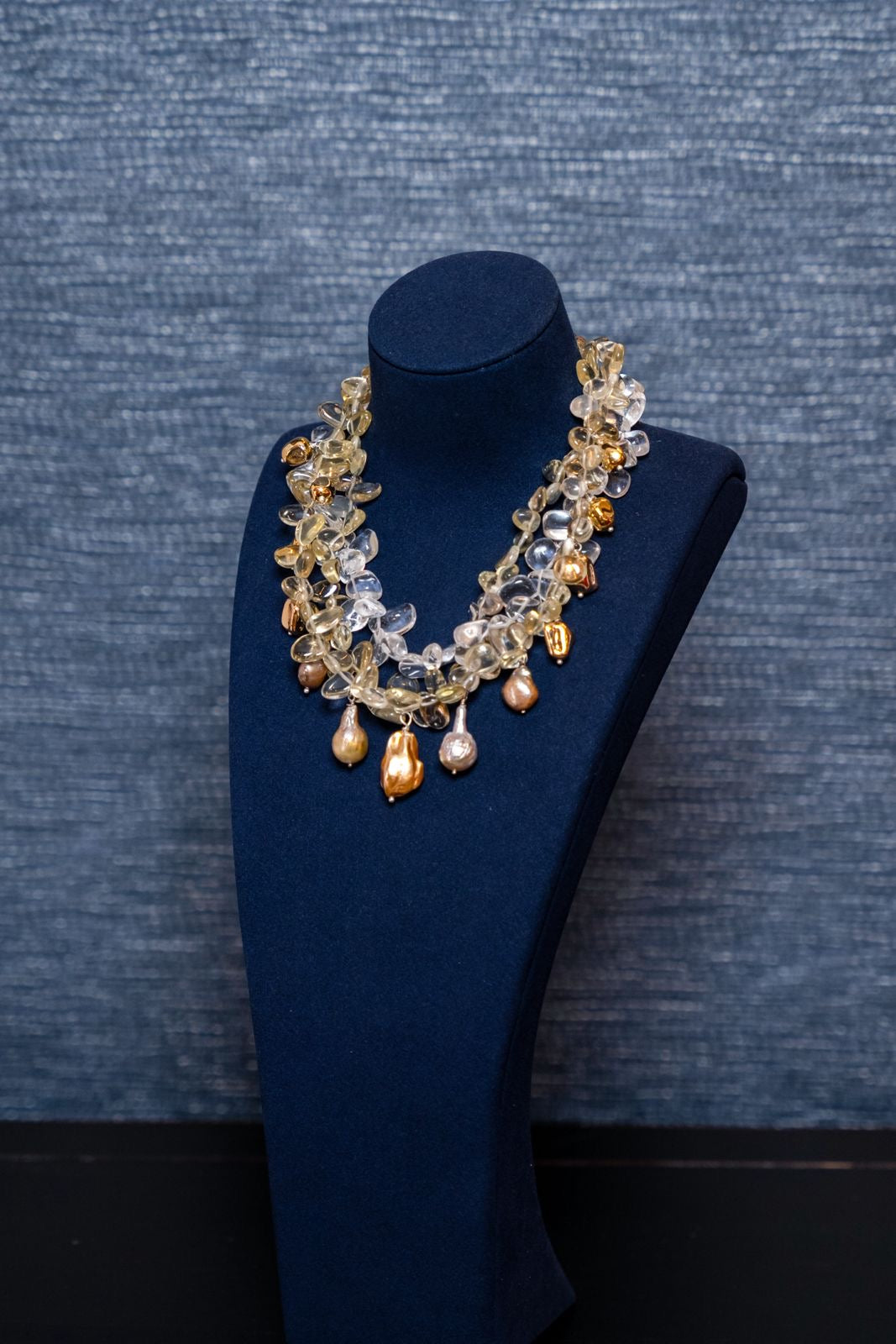 Citrine & Quartz Baroque Pearl Necklace – Radiant & Rich