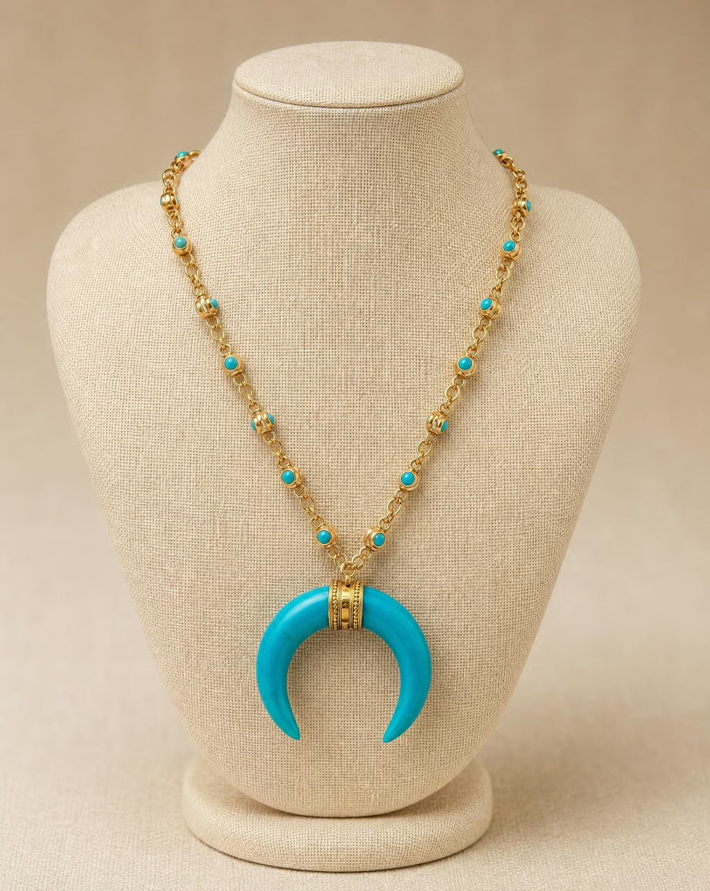 Luna Turquesa Crescent Statement Necklace
