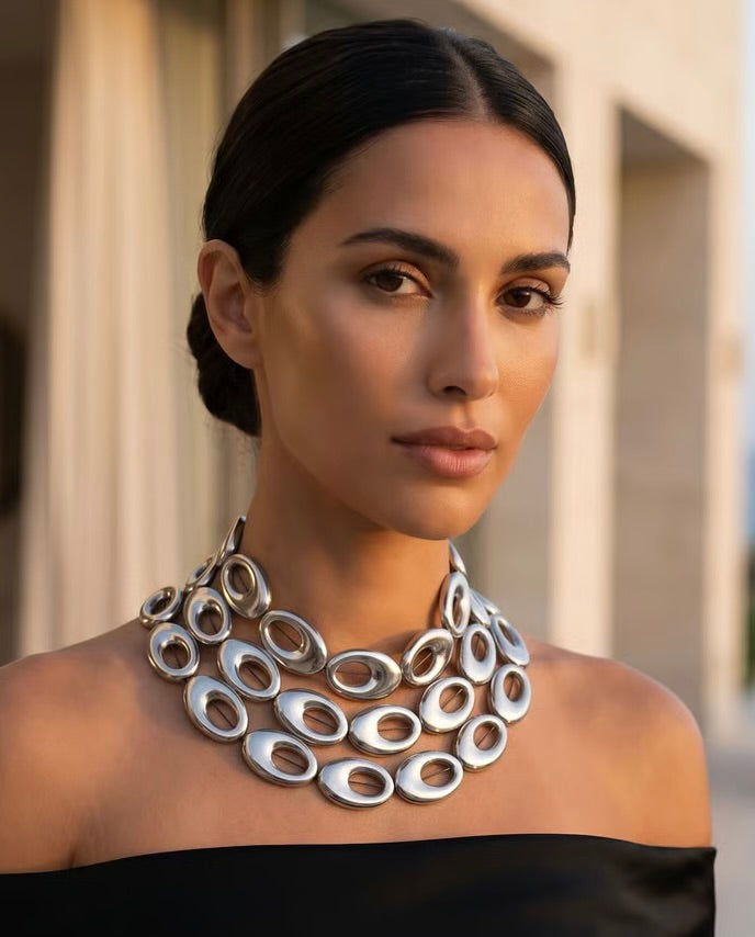 Luna Chrome Statement Necklace