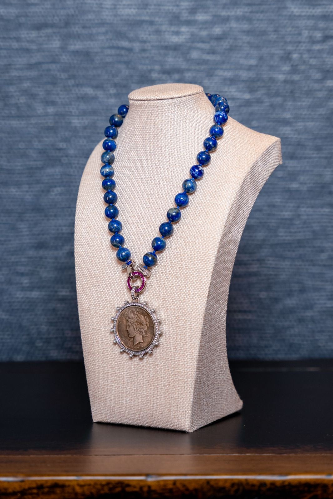 Lapis Coin Statement Necklace