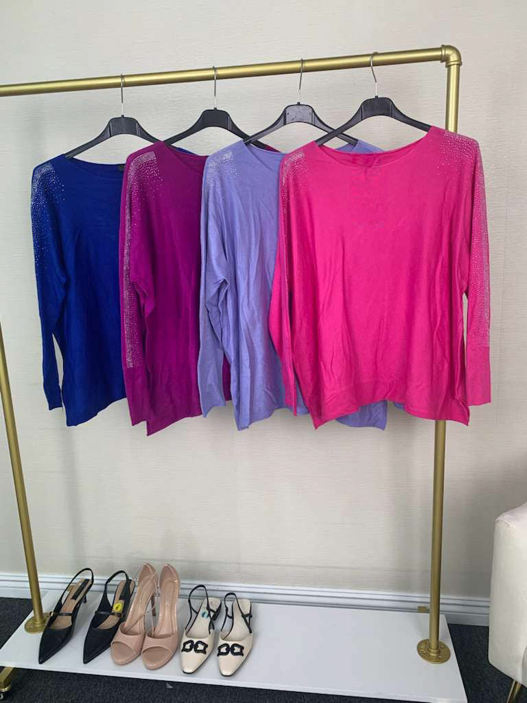 Rhinestone Sleeve Knit Sweater