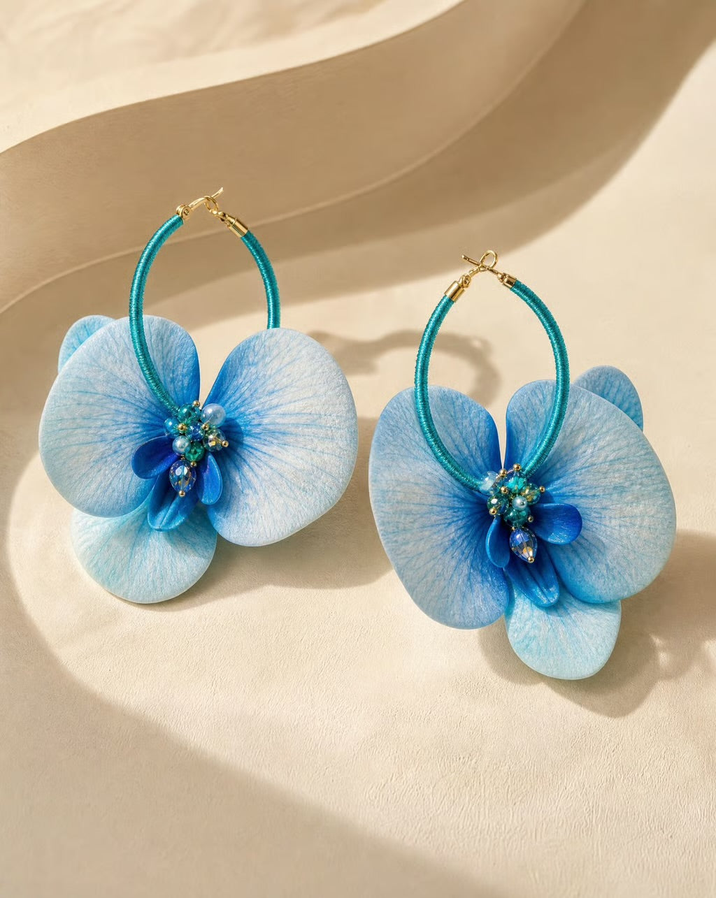 Azure Orchid Hoop Earrings