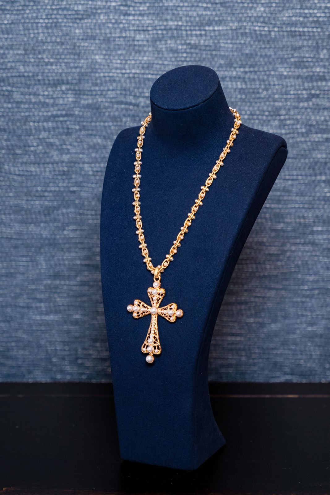 Gold Filigree Cross Necklace