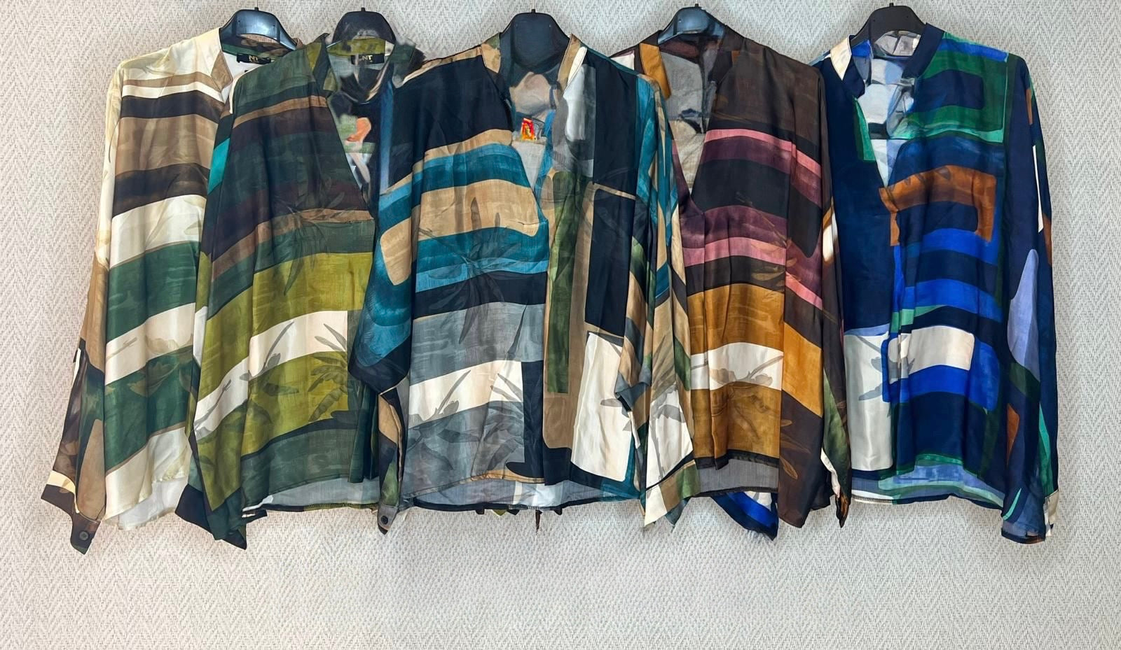 Abstract Striped Chiffon Tops