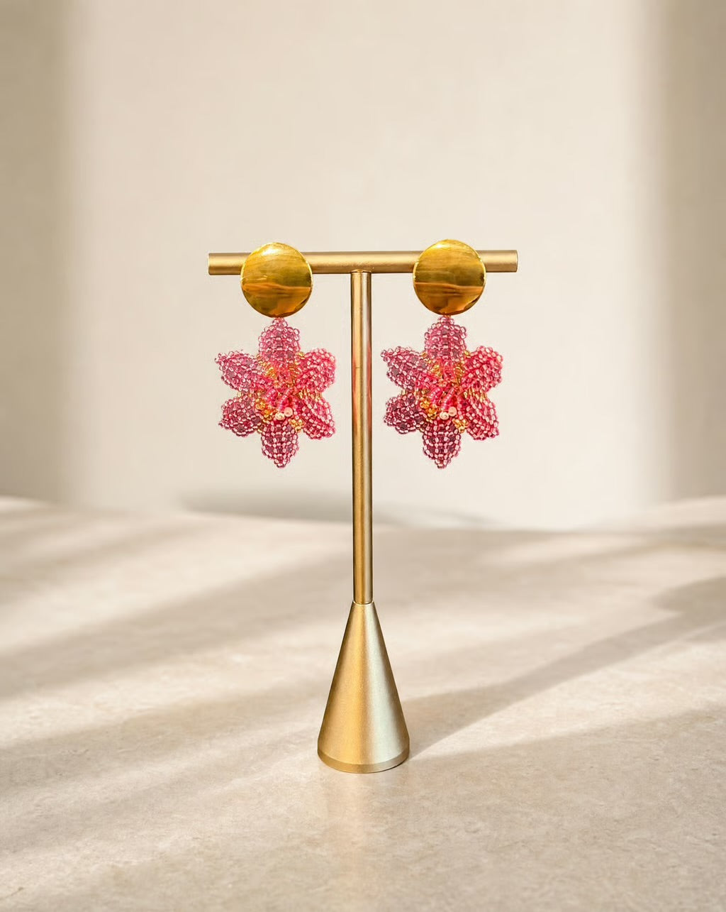 Pink Bloom Beaded Earrings