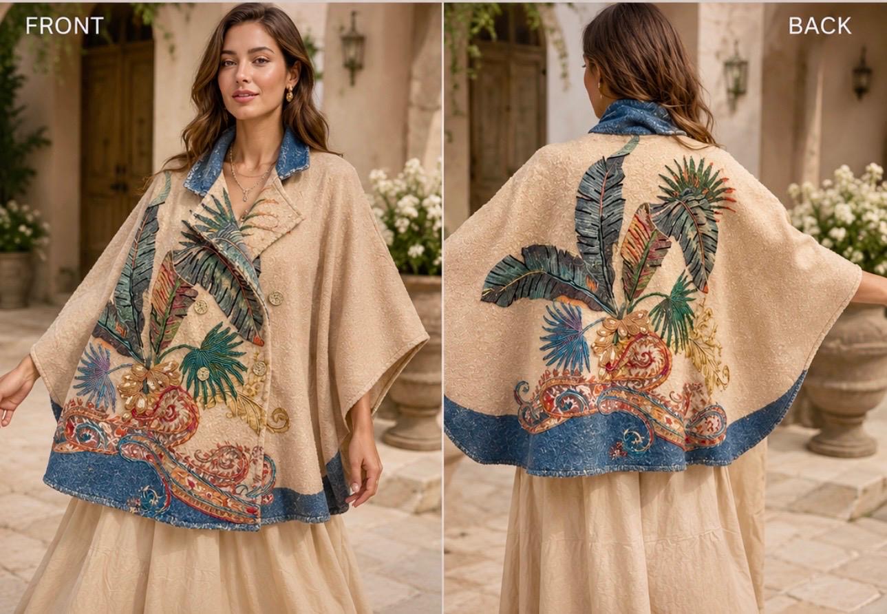 Jardin Sauvage Embellished Italian Cape Jacket