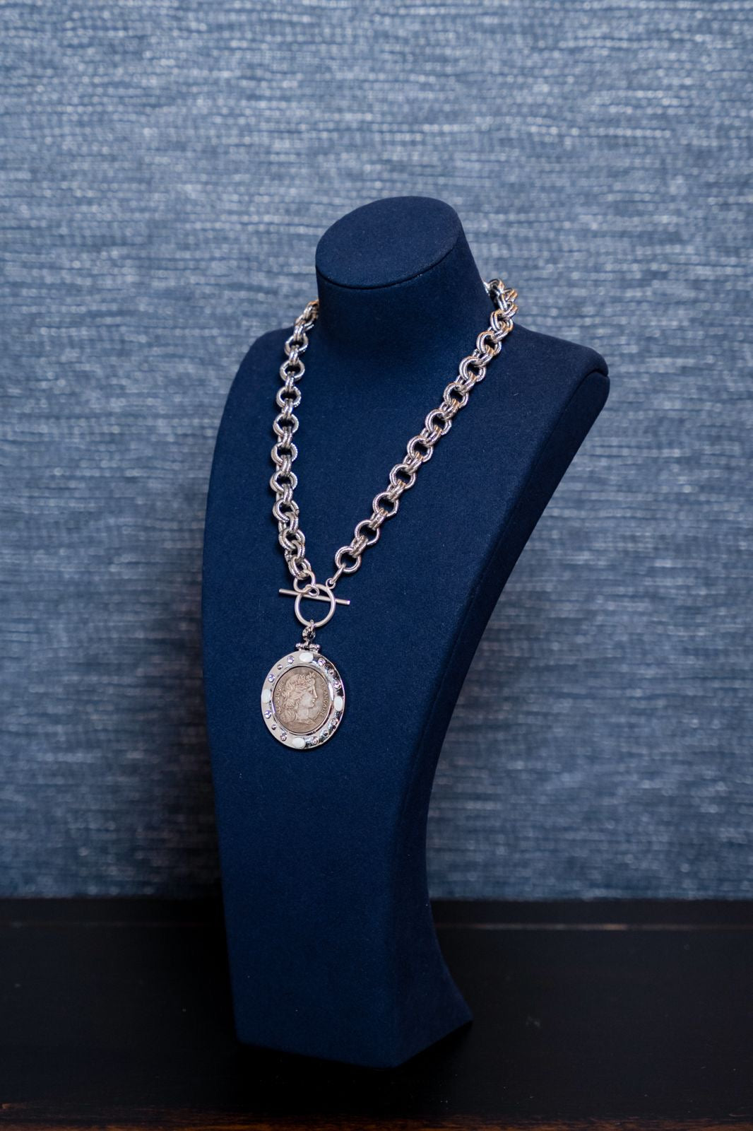 Silver Coin Medallion Necklace