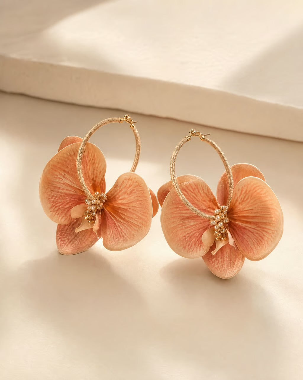 Peche Orchid Hoop Earrings