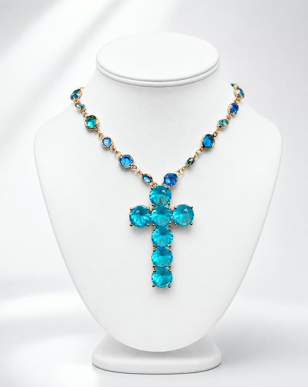 Azure Cross Statement Necklace