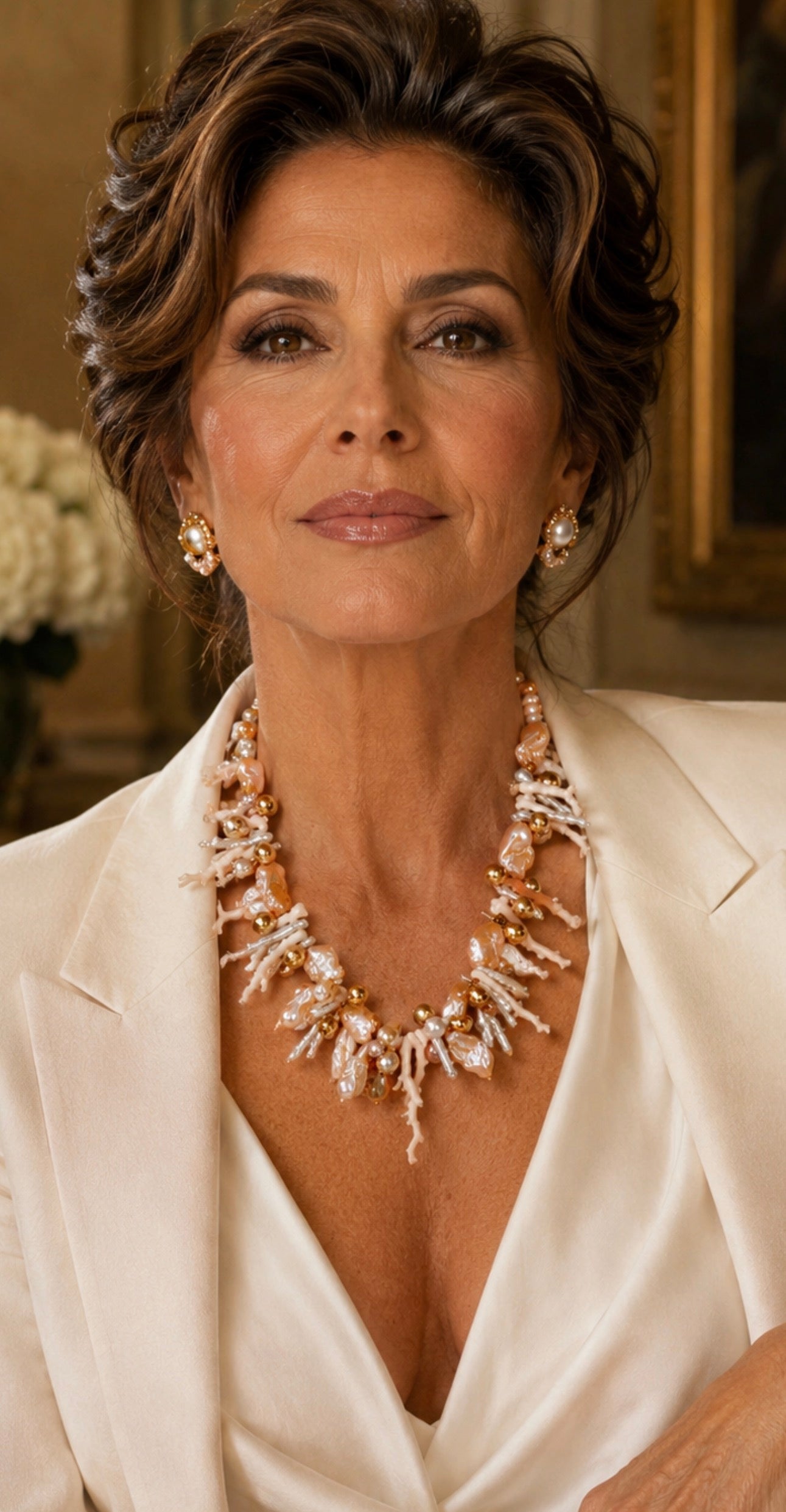 Amalfi Blush Pearl & Japanese Coral Statement Necklace