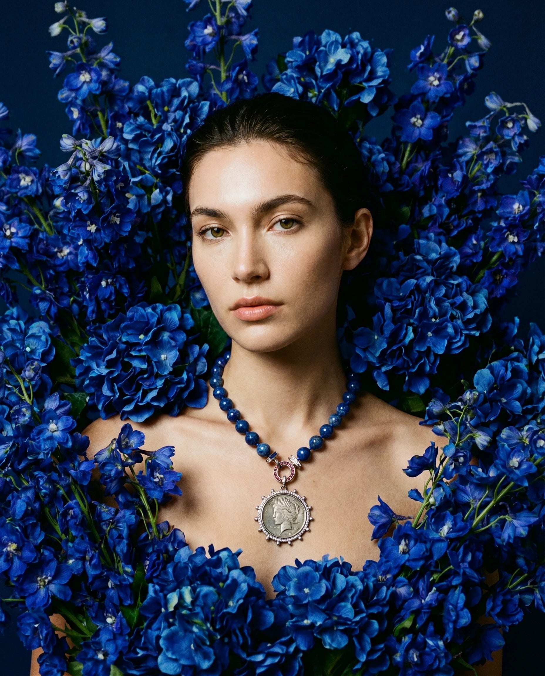 Lapis Coin Statement Necklace