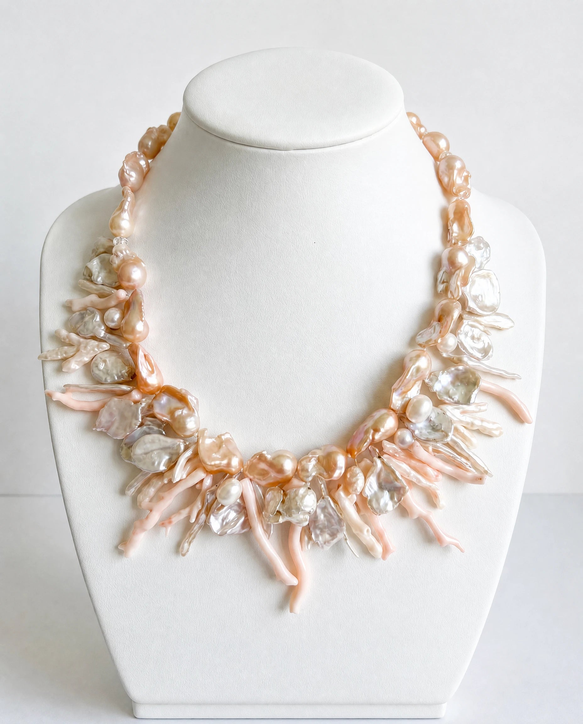 Amalfi Blush Pearl & Japanese Coral Statement Necklace