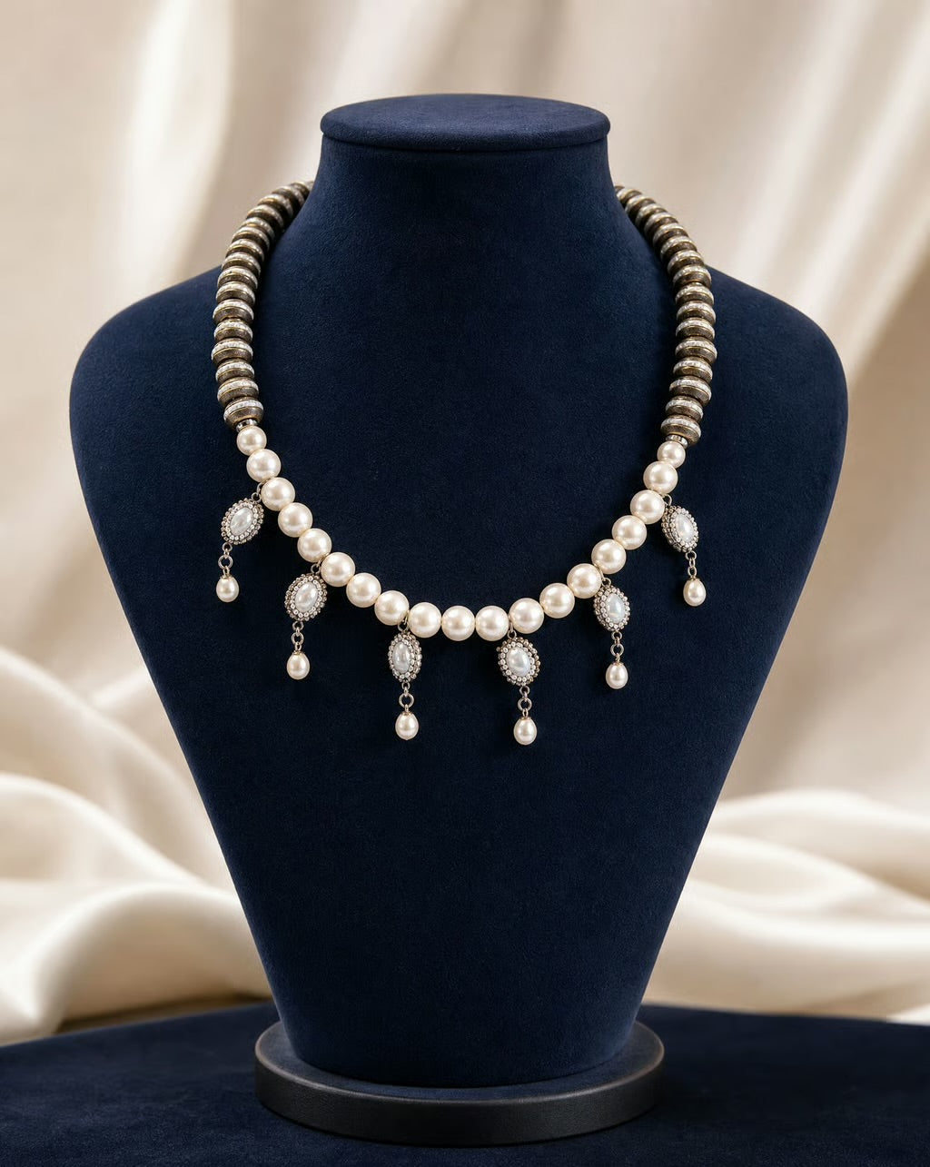 Bianca Pearl & Antique Disc Necklace