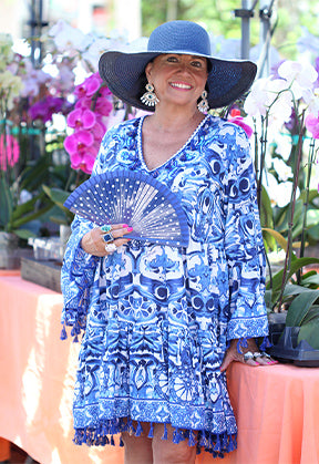 Blue and White Boho Dress