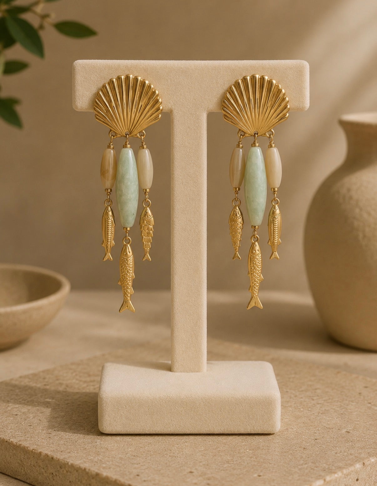 Isola Marina Shell & Amazonite Statement Earrings