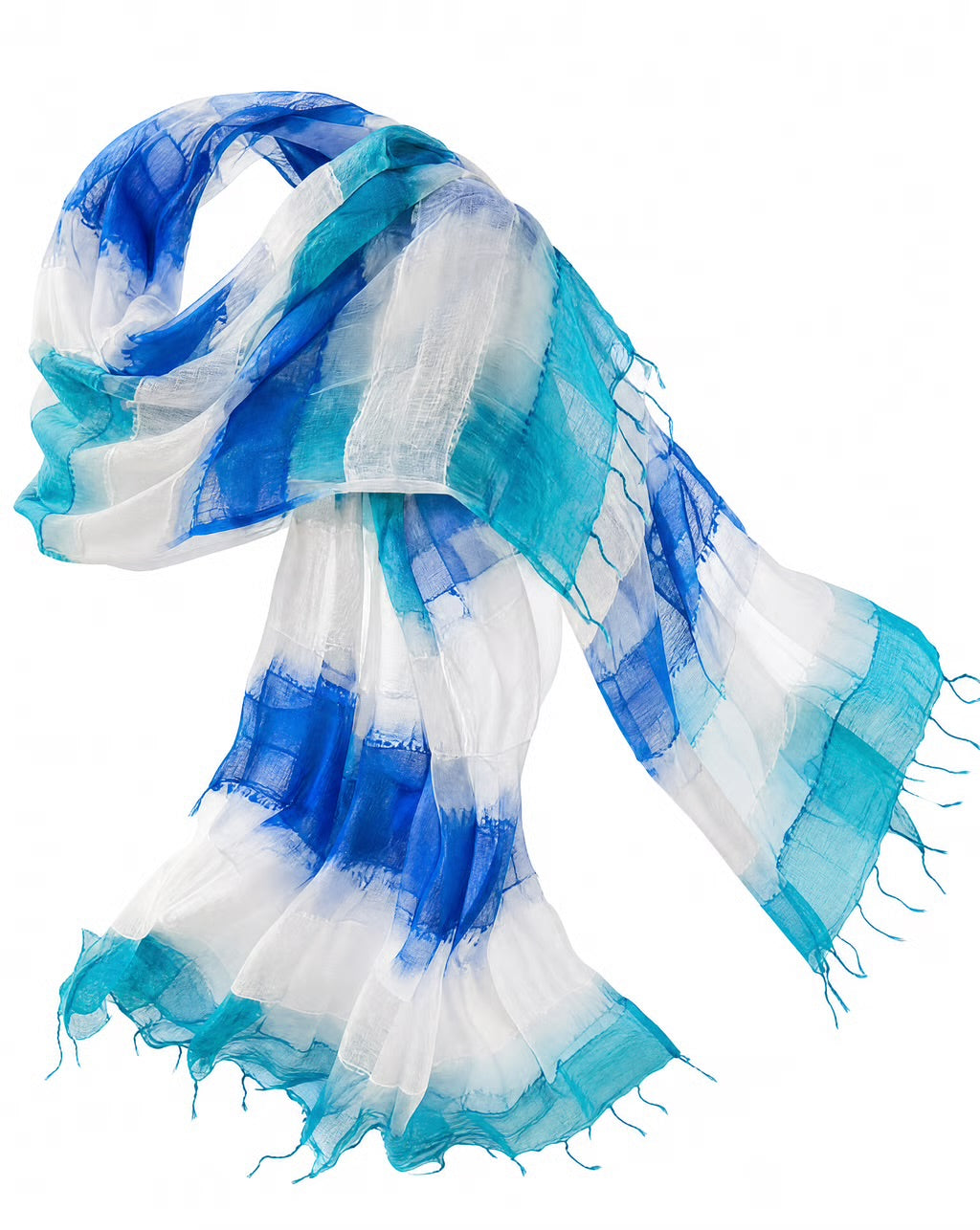 Aegean Waters Hand-Painted Scarf