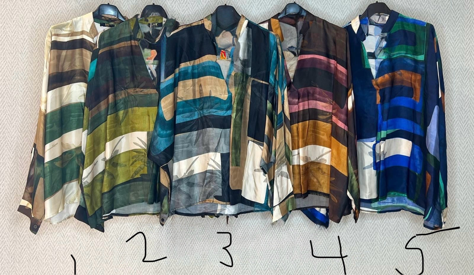 Abstract Striped Chiffon Tops
