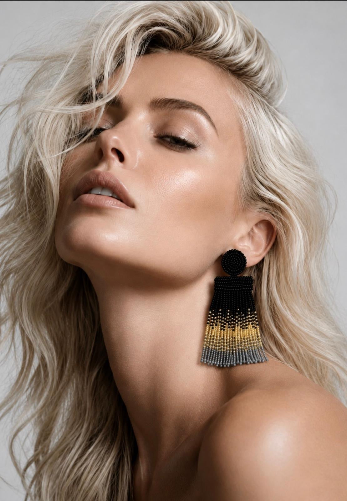 The Mariposa Beaded Tassel Earrings