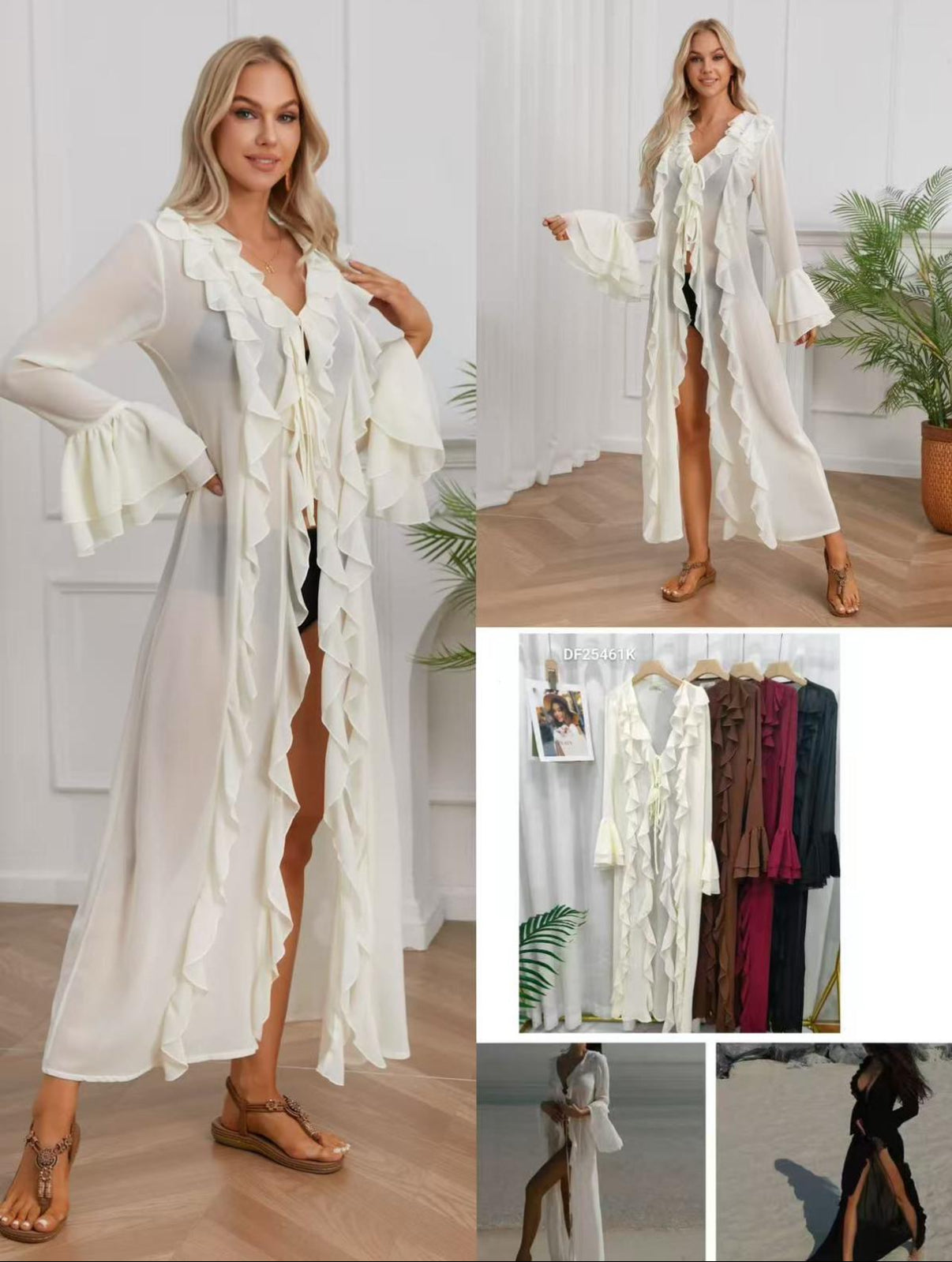 Sheer Ruffle Swim Cover-Up