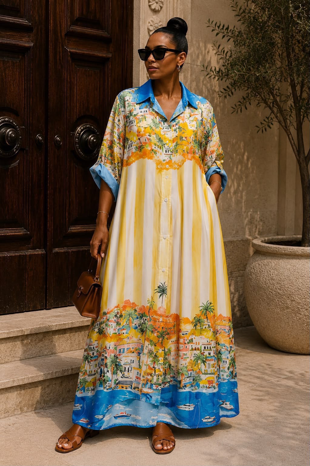 Mediterranean Harbor Shirt Dress