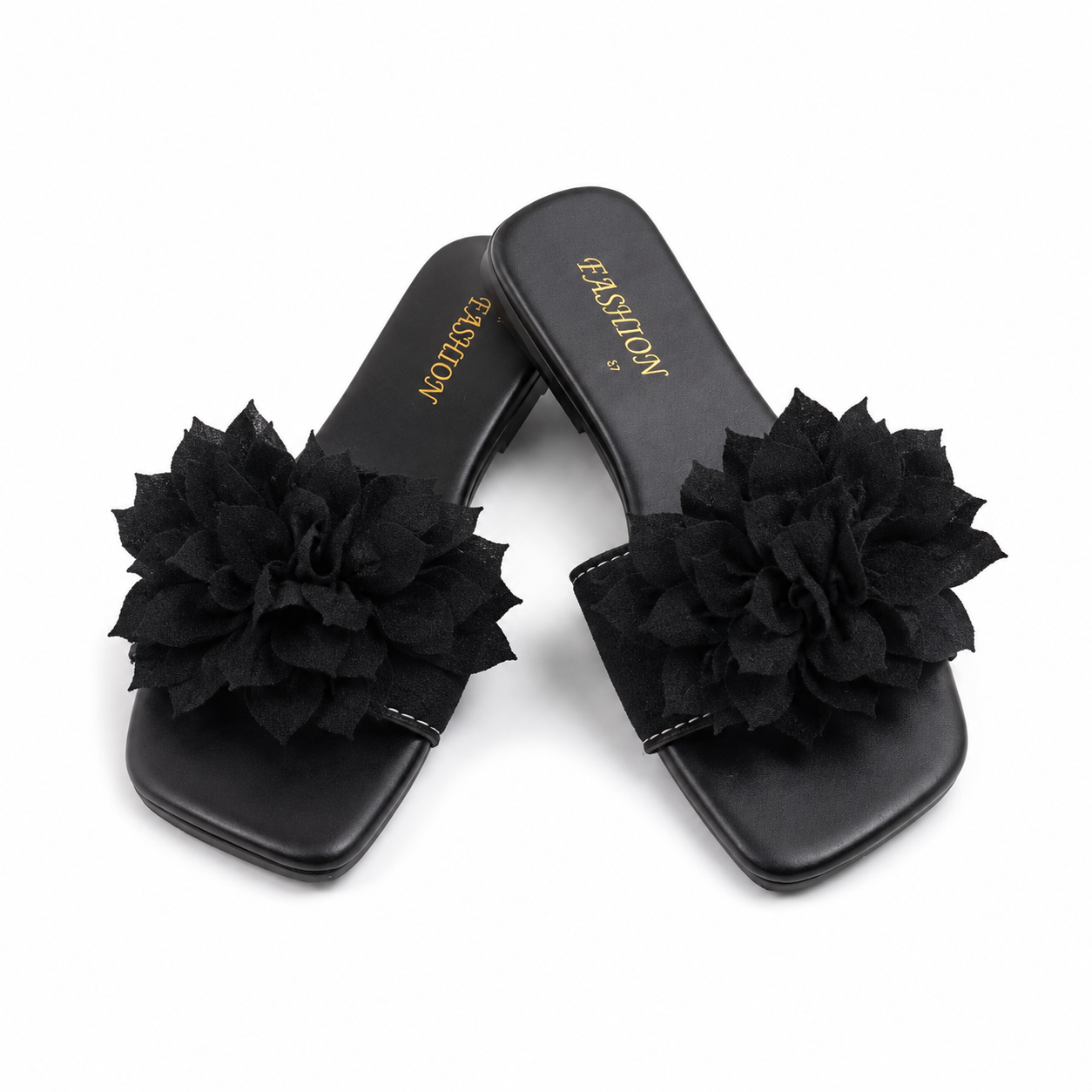 Noir Bloom Slide Sandal