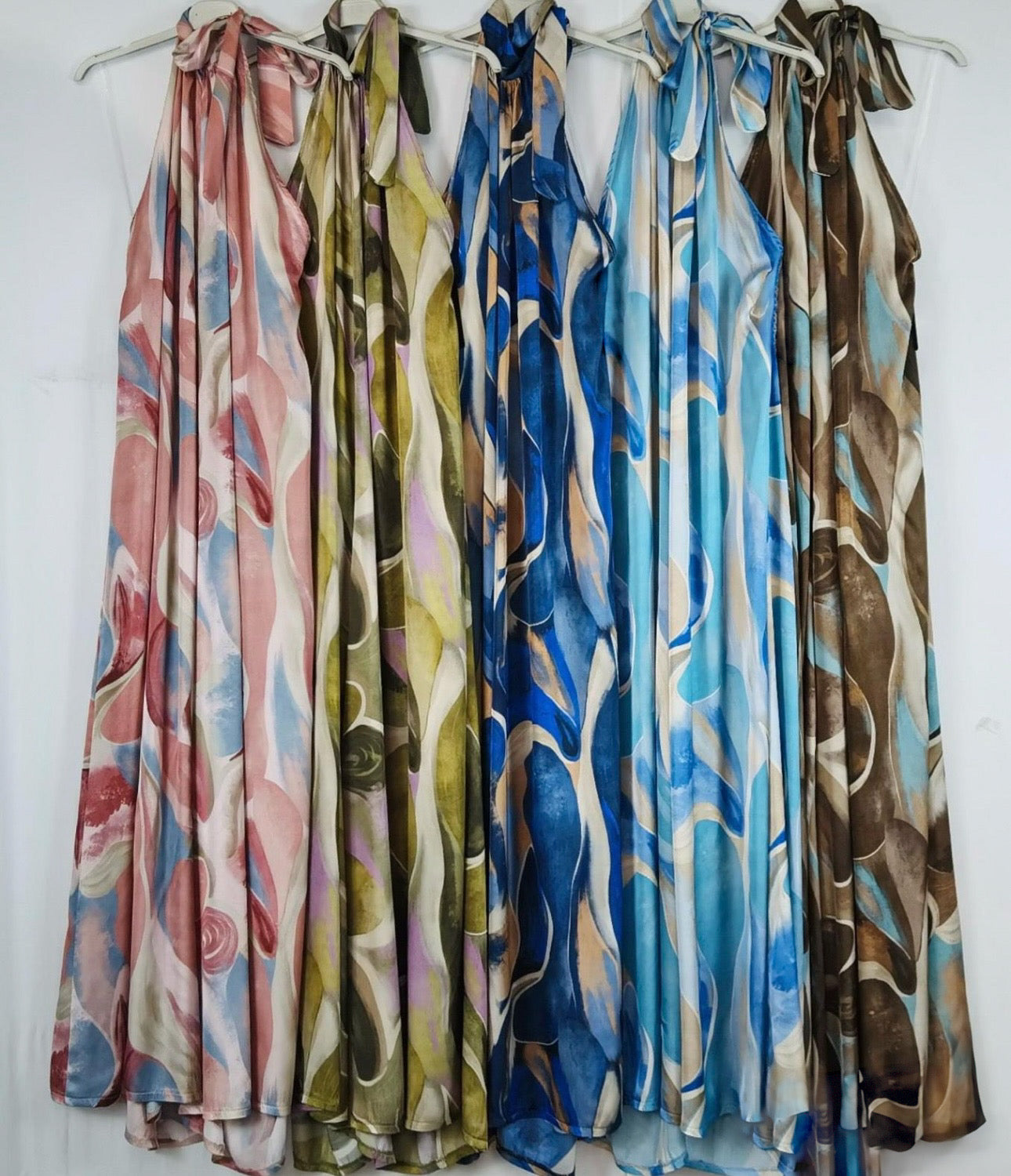 Silk Abstract Print Halter Jumpsuit