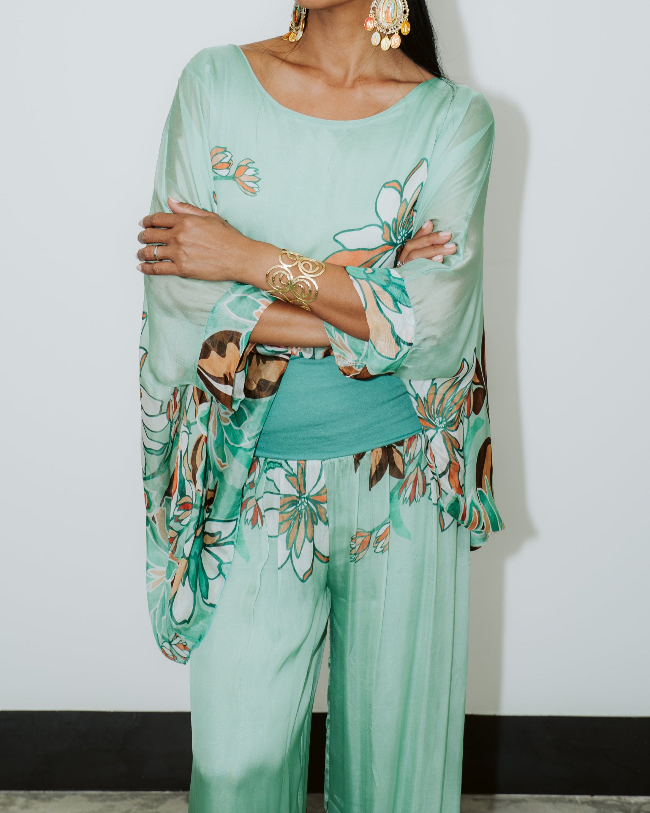 Aqua Mint Bloom Silk Set
