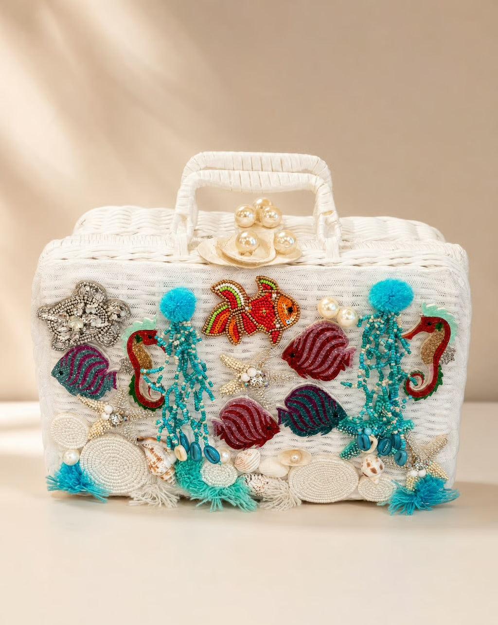 Mediterranean Reef Wicker Vanity Bag