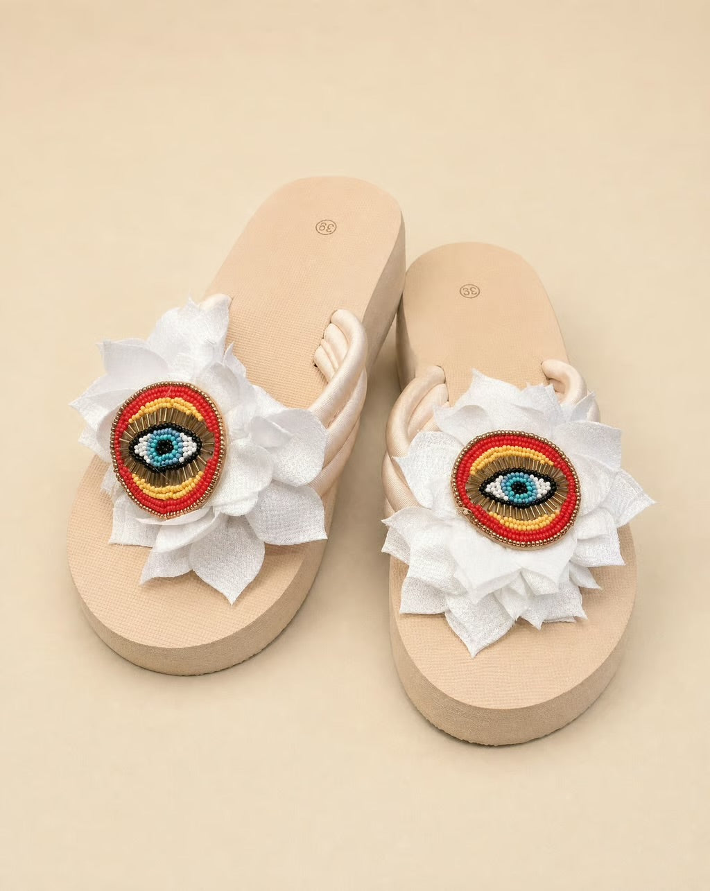 Santorini Evil Eye Platform Sandal