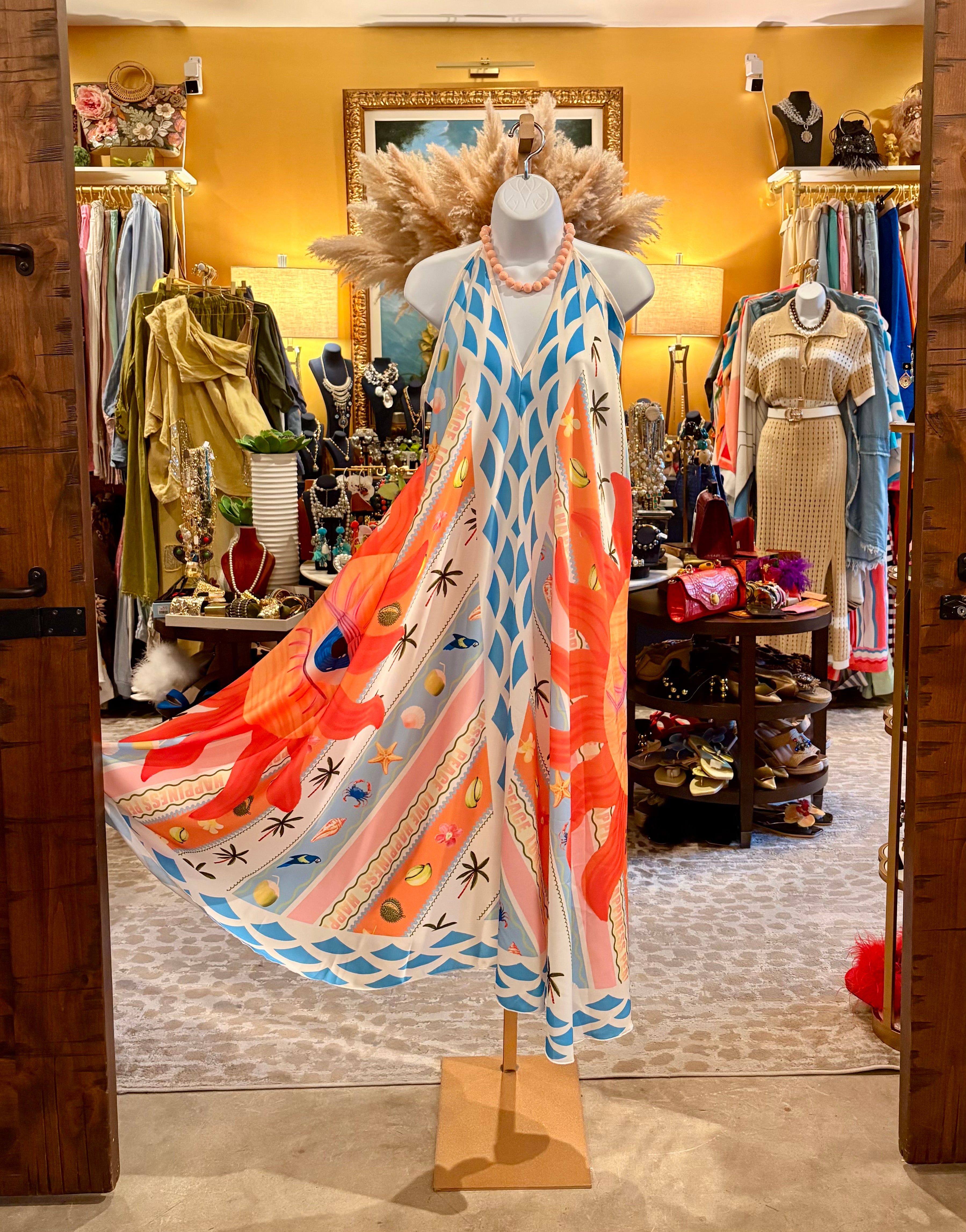 Printed Halter Maxi Dress