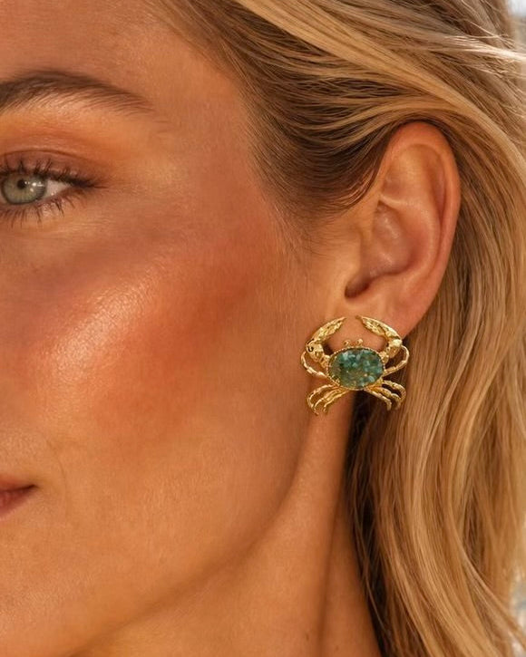 Emerald Reef Crab Earrings PRE-ORDER