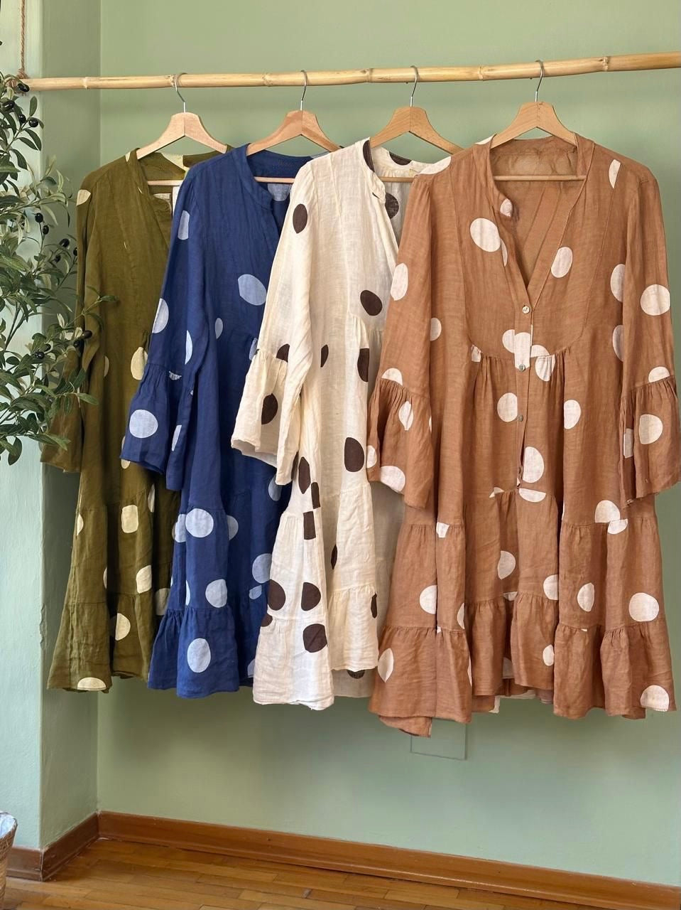 Polka Dot Linen Dress