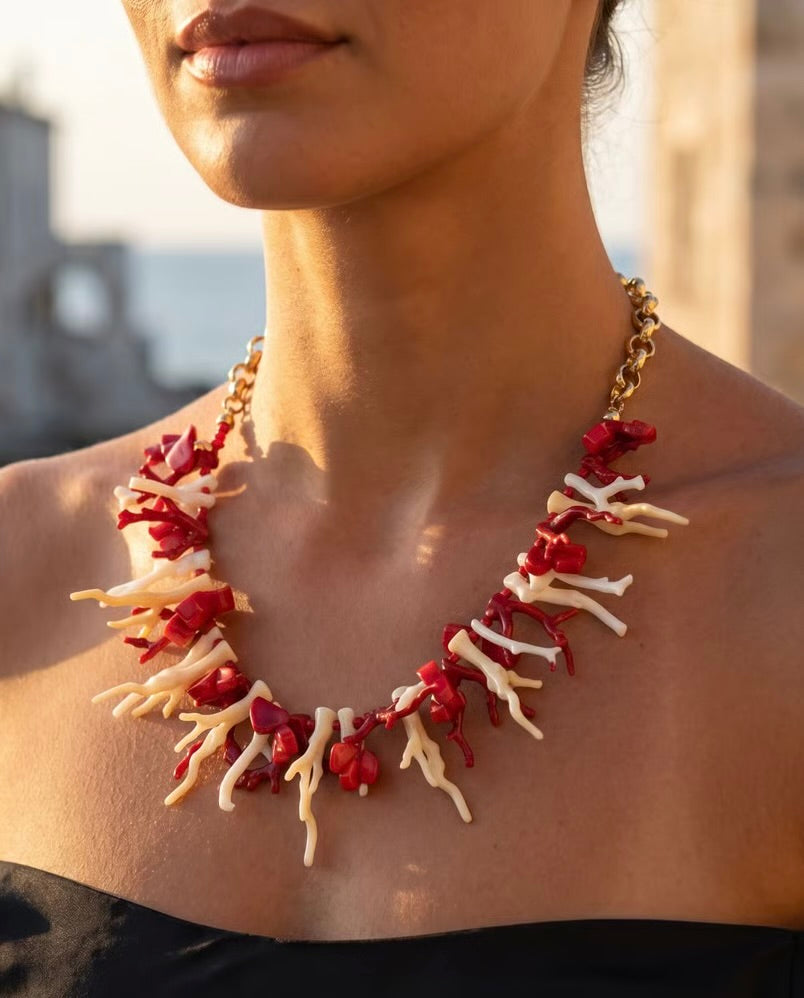 Mediterranean Coral Reef Statement Necklace