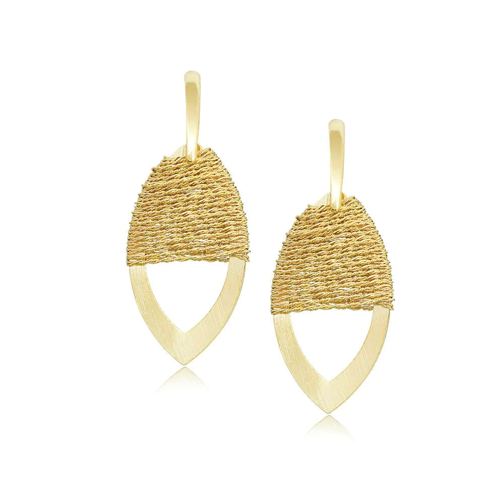 Oval Wire Thread-Wrapped Earrings