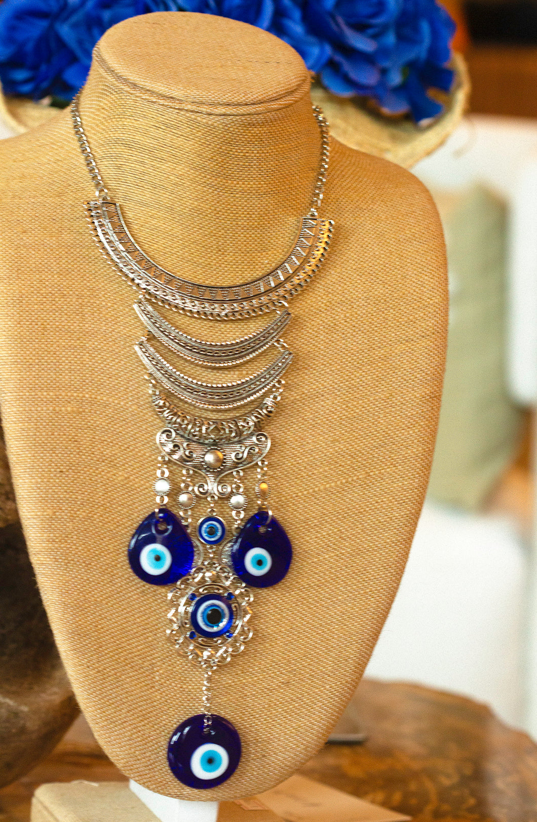 Evil Eye Statement Silver Necklace