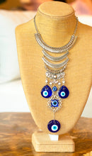 Load image into Gallery viewer, Evil Eye Statement Silver Necklace
