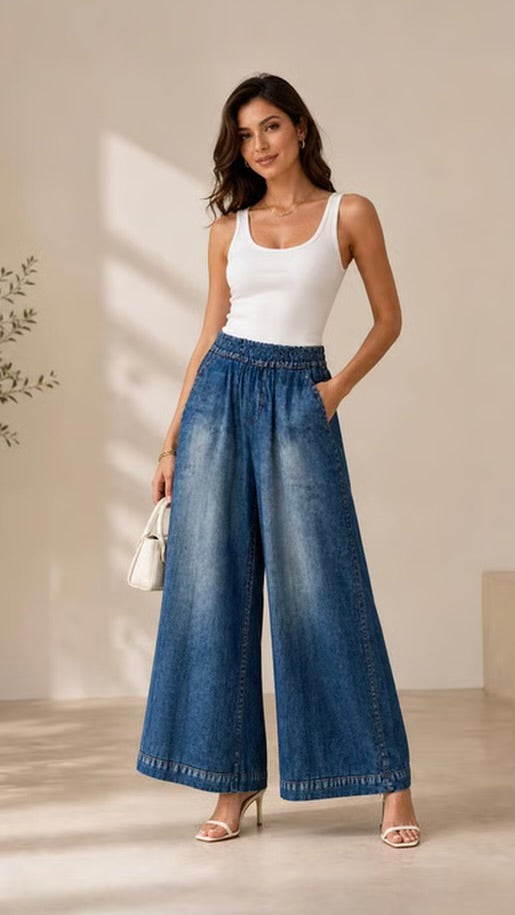 Portofino Wide Leg Denim Pants