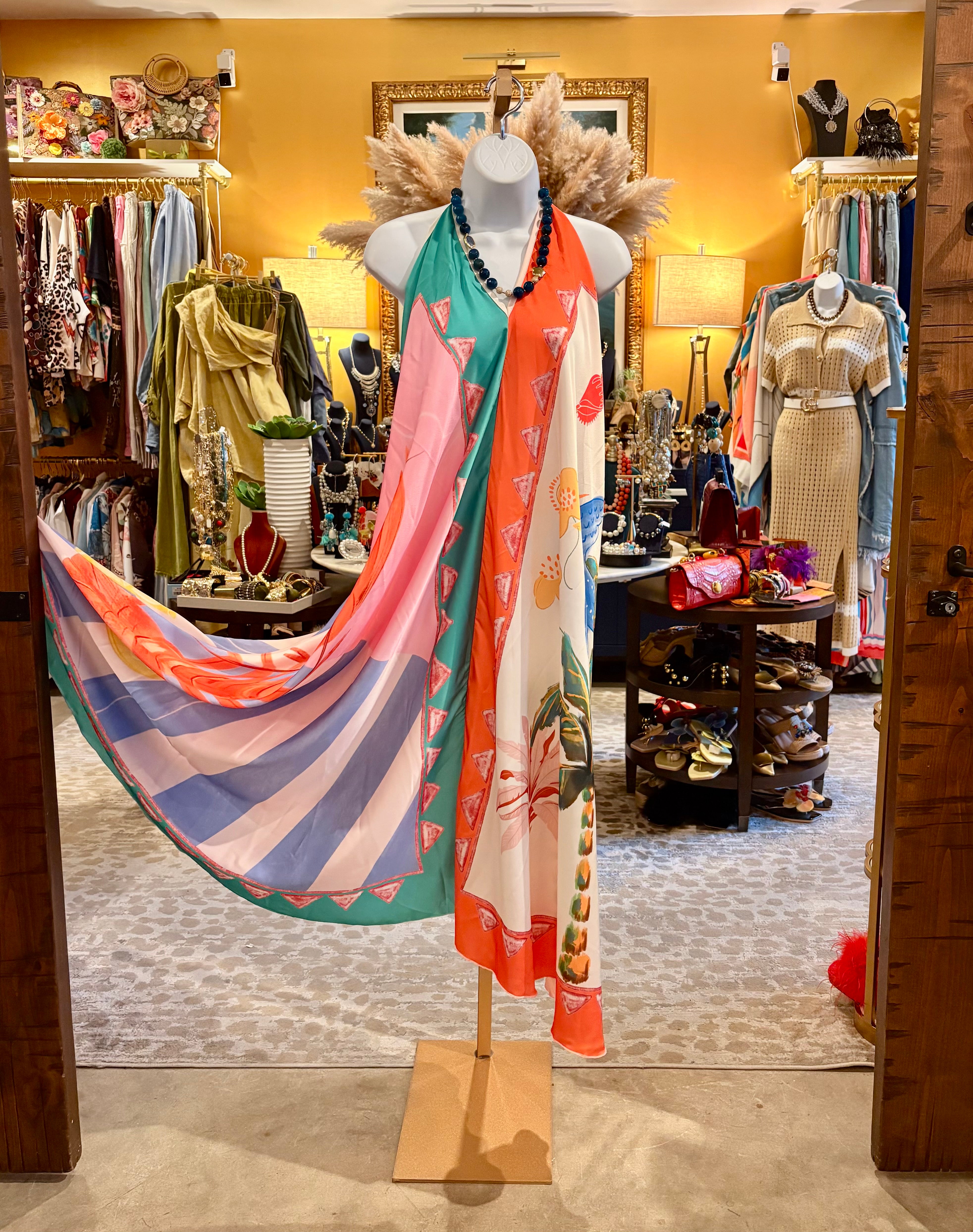 Printed Halter Maxi Dress