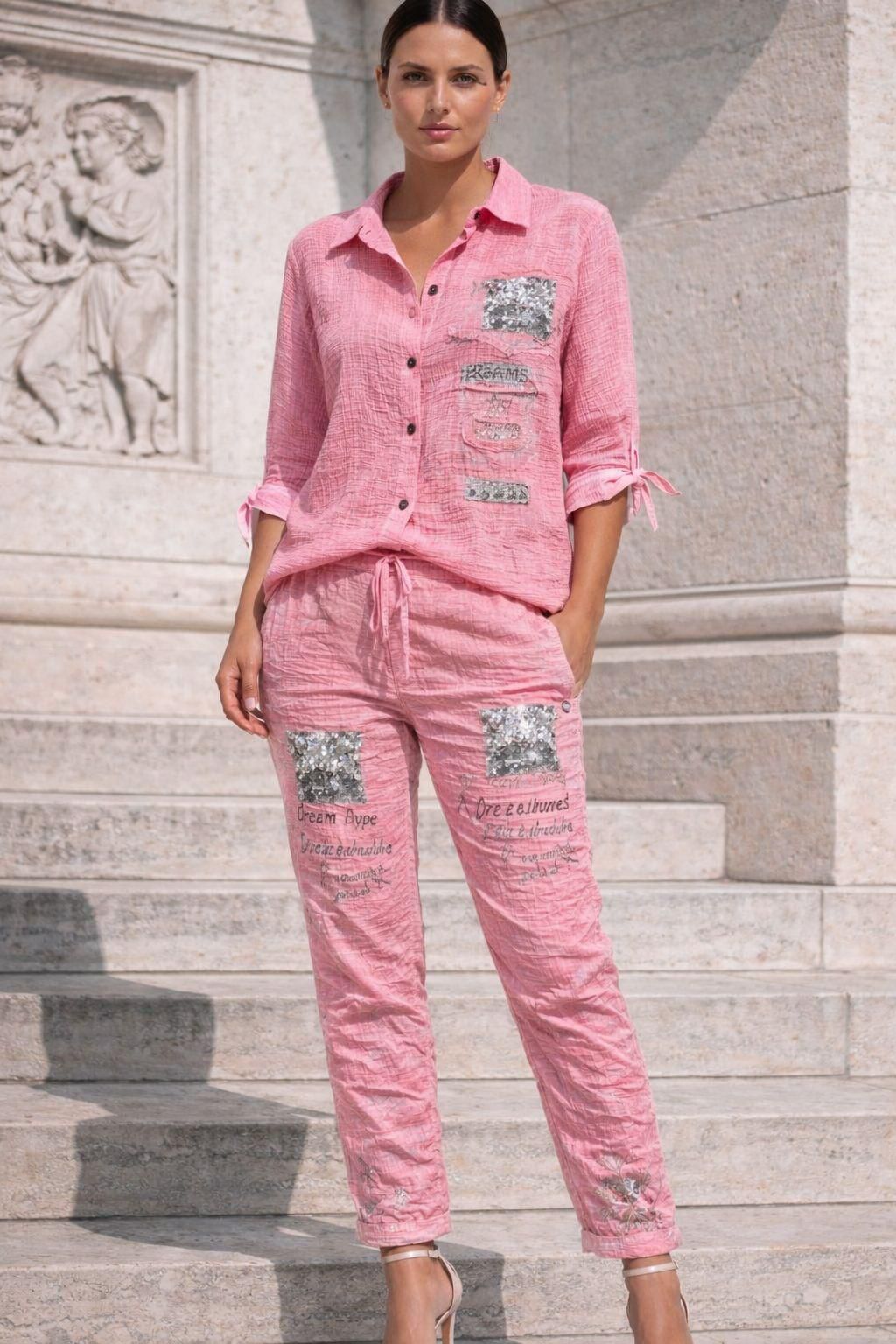 Blush Sequin Detail Magic Pants