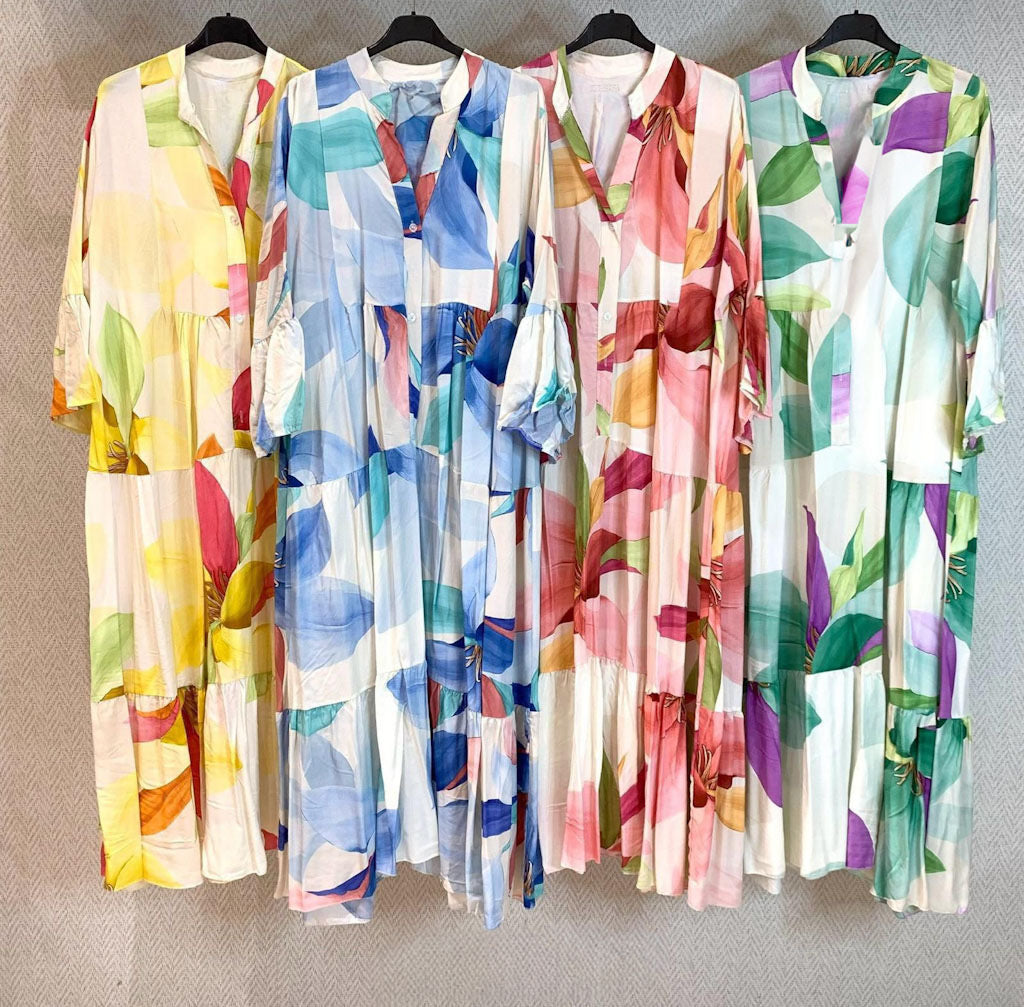 Sunset Bloom Tiered Dress