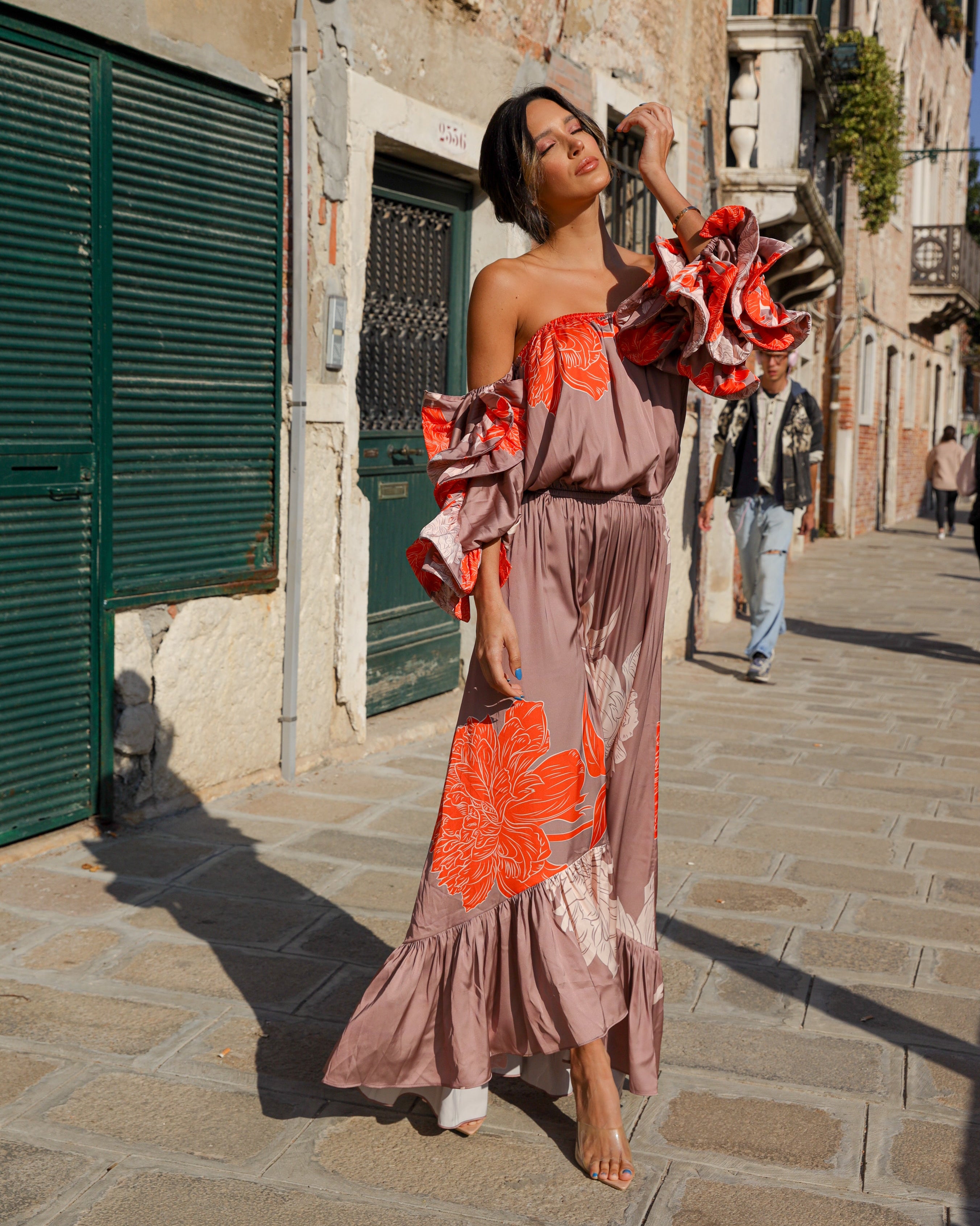Off-Shoulder Ruffle Maxi Dress