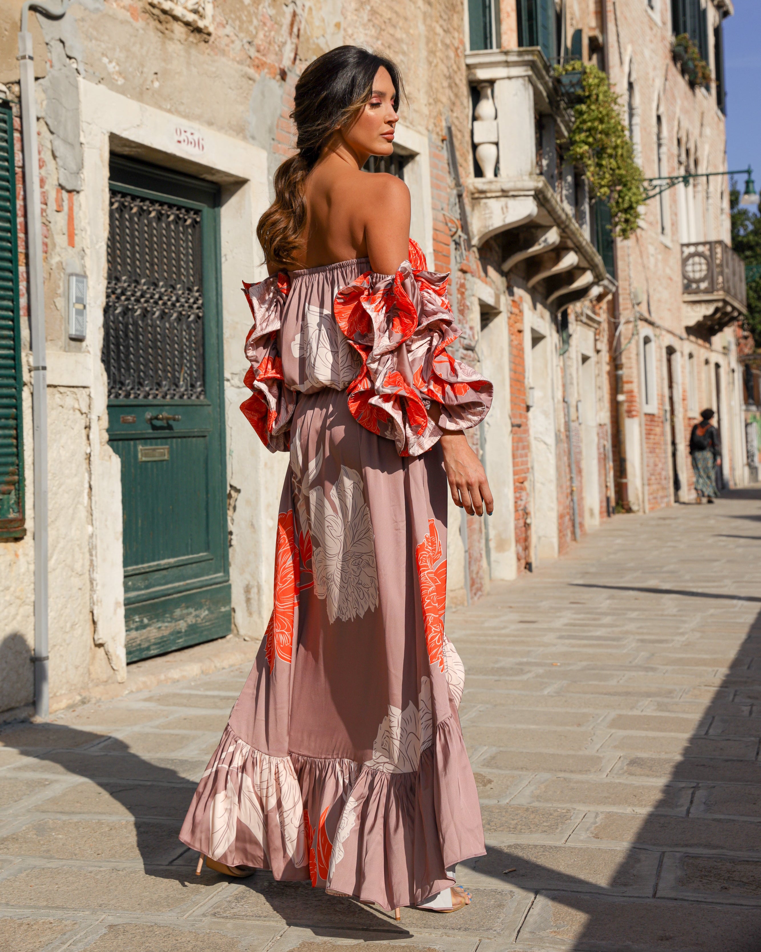 Off-Shoulder Ruffle Maxi Dress