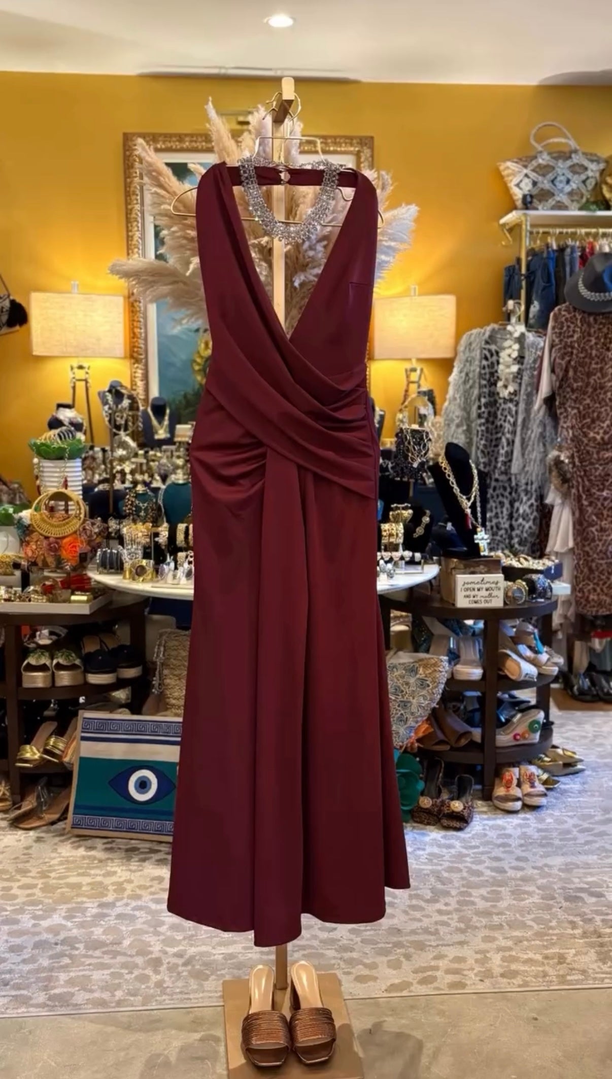 Halter Open-Back Evening Dress