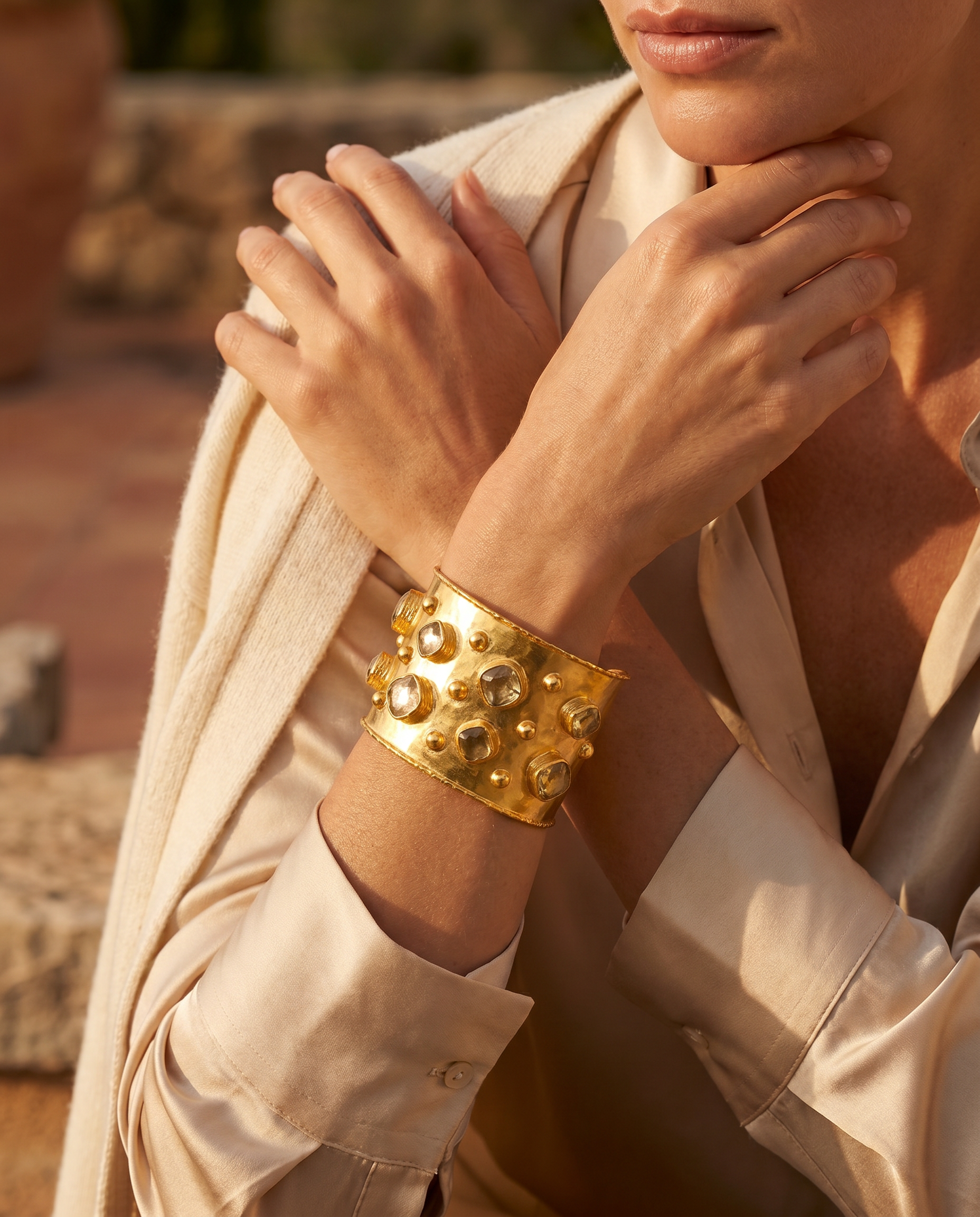 Golden Peridot Stud Cuff