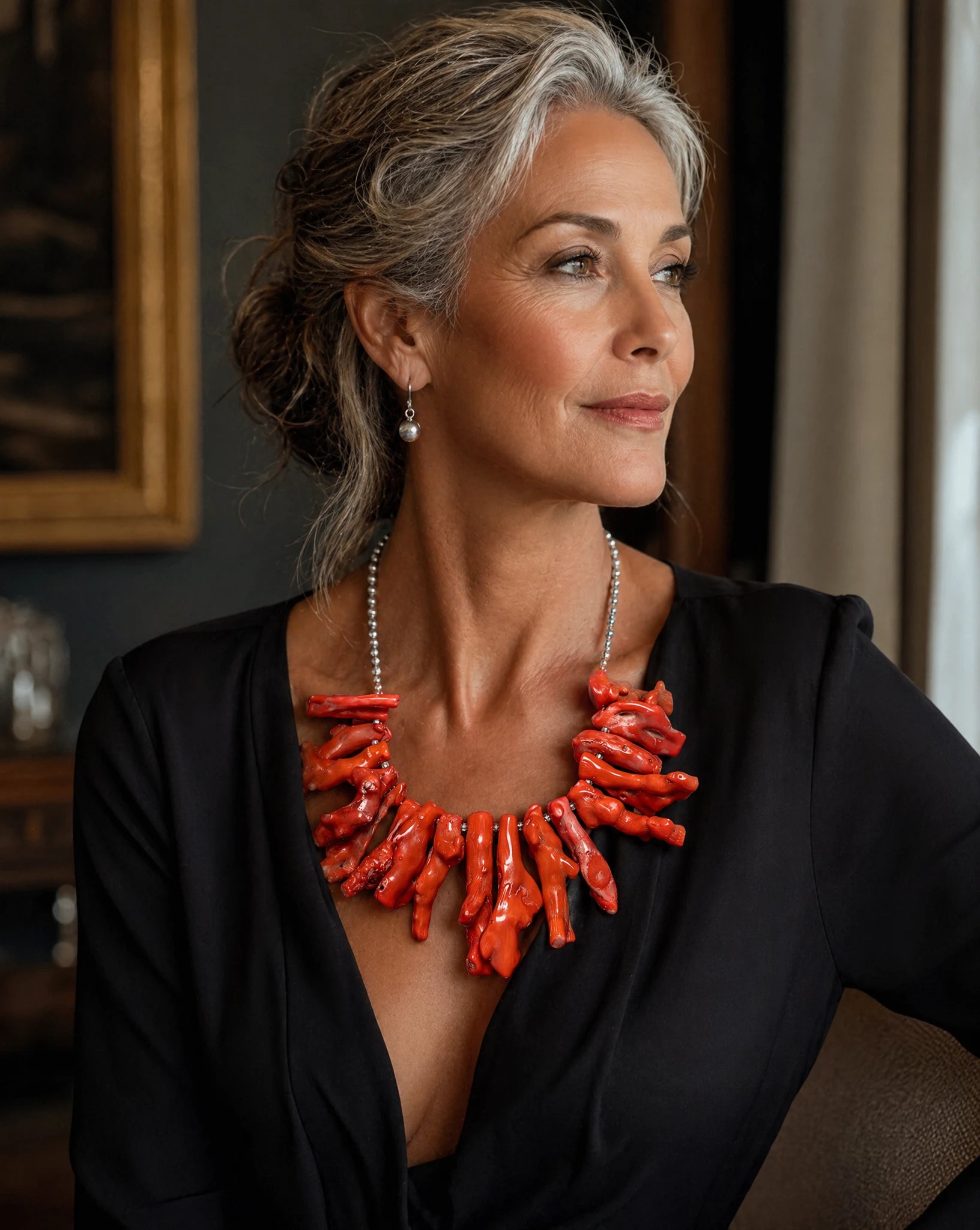 Natural Coral Branch Drop Necklace